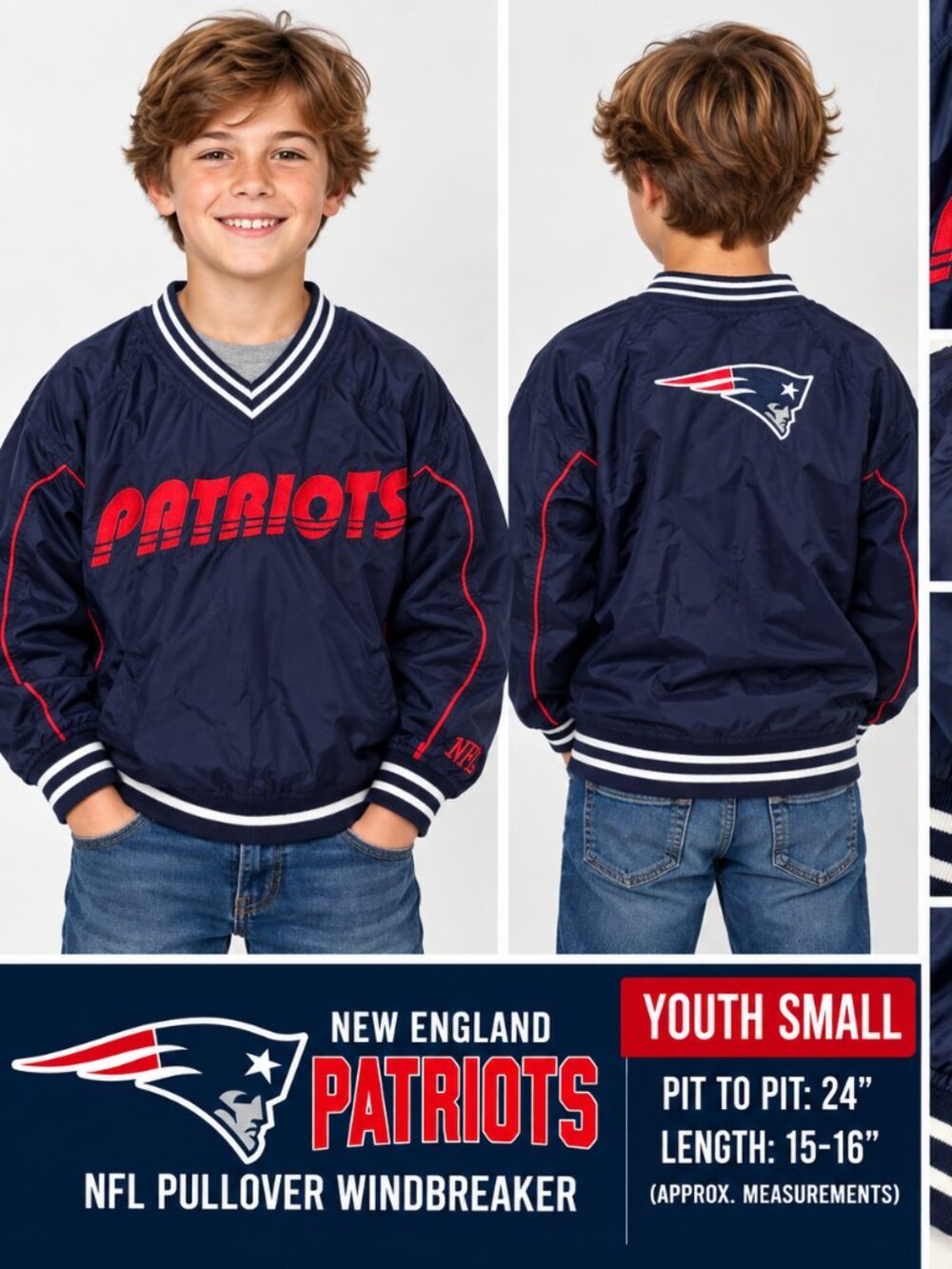 New England Patriots NFL Pullover Windbreaker – Youth Small – $29